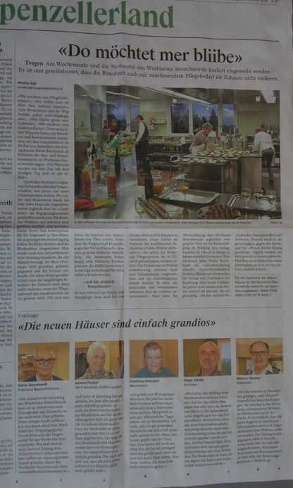 Bericht Appenzellerzeitung von der Einweihung